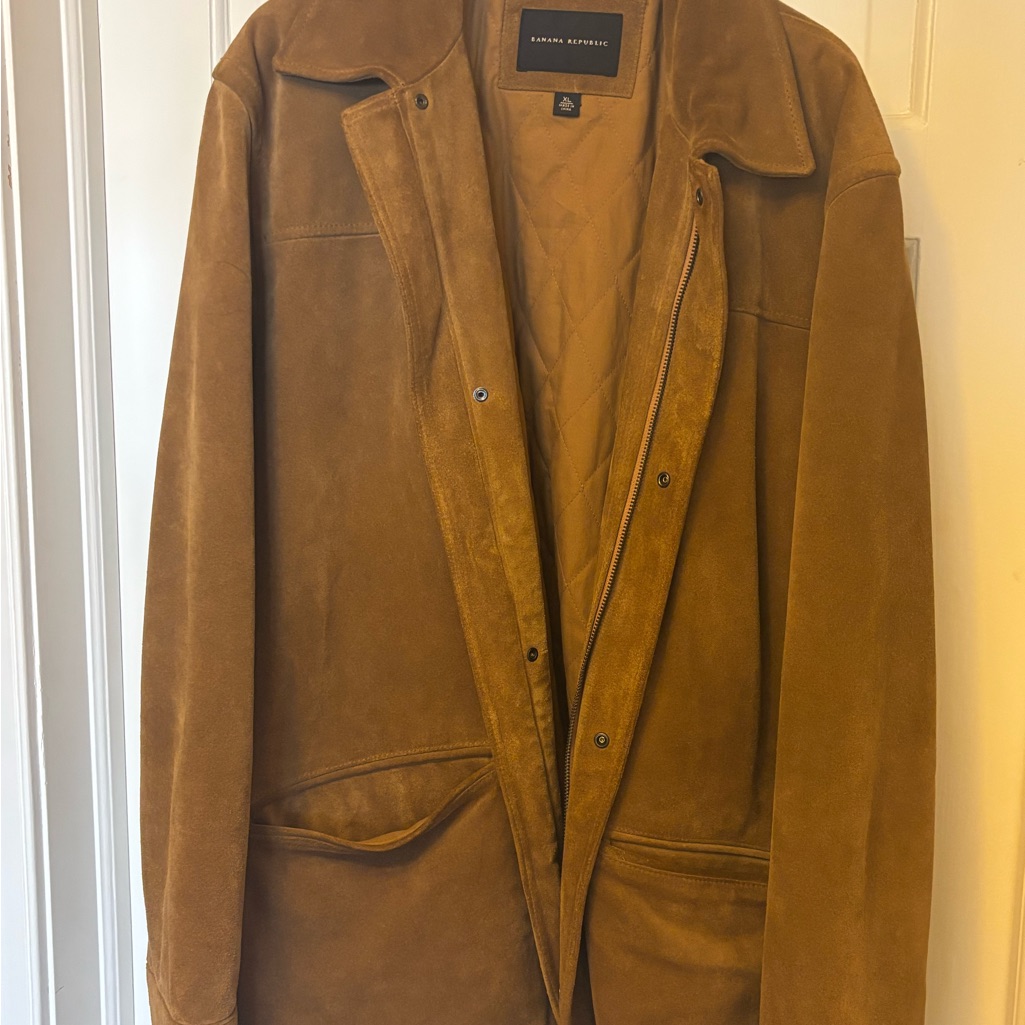 Banana Republic Men’s Suede Trench Coat - Cognac Brown